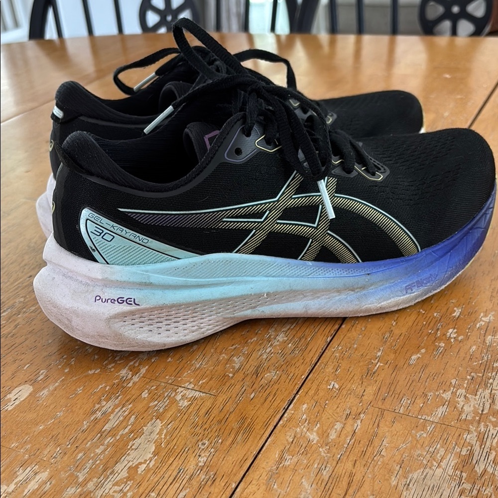 ASICS Women's Gel-Kayano 30 Pure Gel Black and Blue Athletic Sneakers